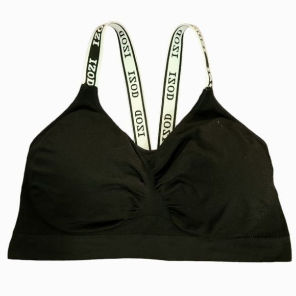 Izod Women's Plus Size Black Light Support Racerback Sports Lounge Bra. - Picture 1 of 3
